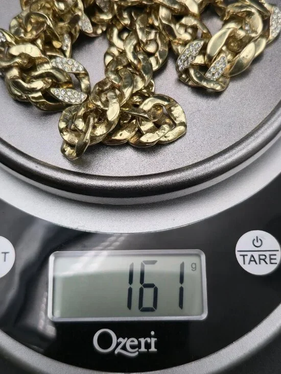 30 Inch Gold Over Copper Crystal Miami Cuban Link Chain Necklace B1131 - Picture 6 of 6